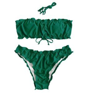 Women's Sexy Ruffle Tie Side Bandeau Bikini Set